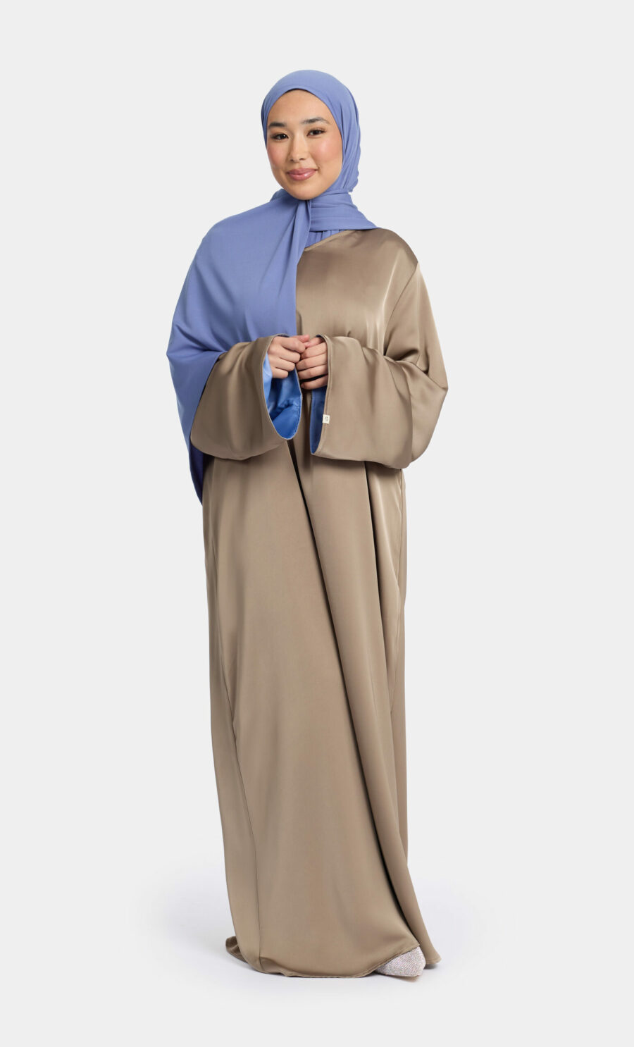 SILKY TWO-TONE DRESS - ARTICHOKE, S