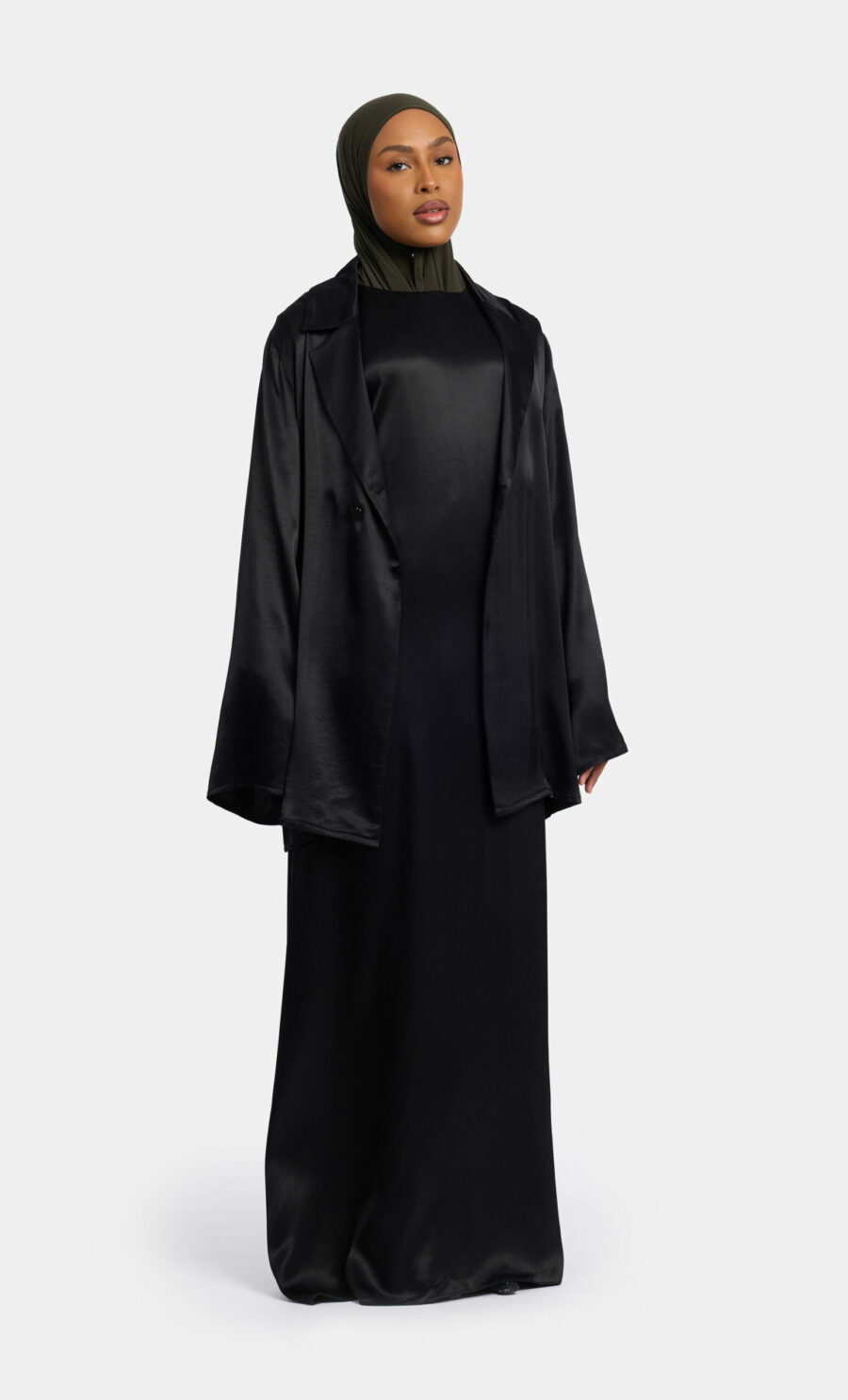 SATIN UNDERDRESS - BLACK, M