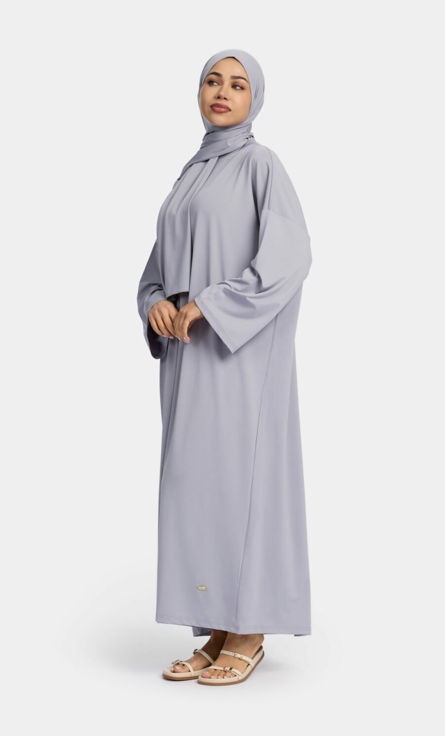 OVERSIZED MAXI BURKINI SET - LIGHT GREY, S