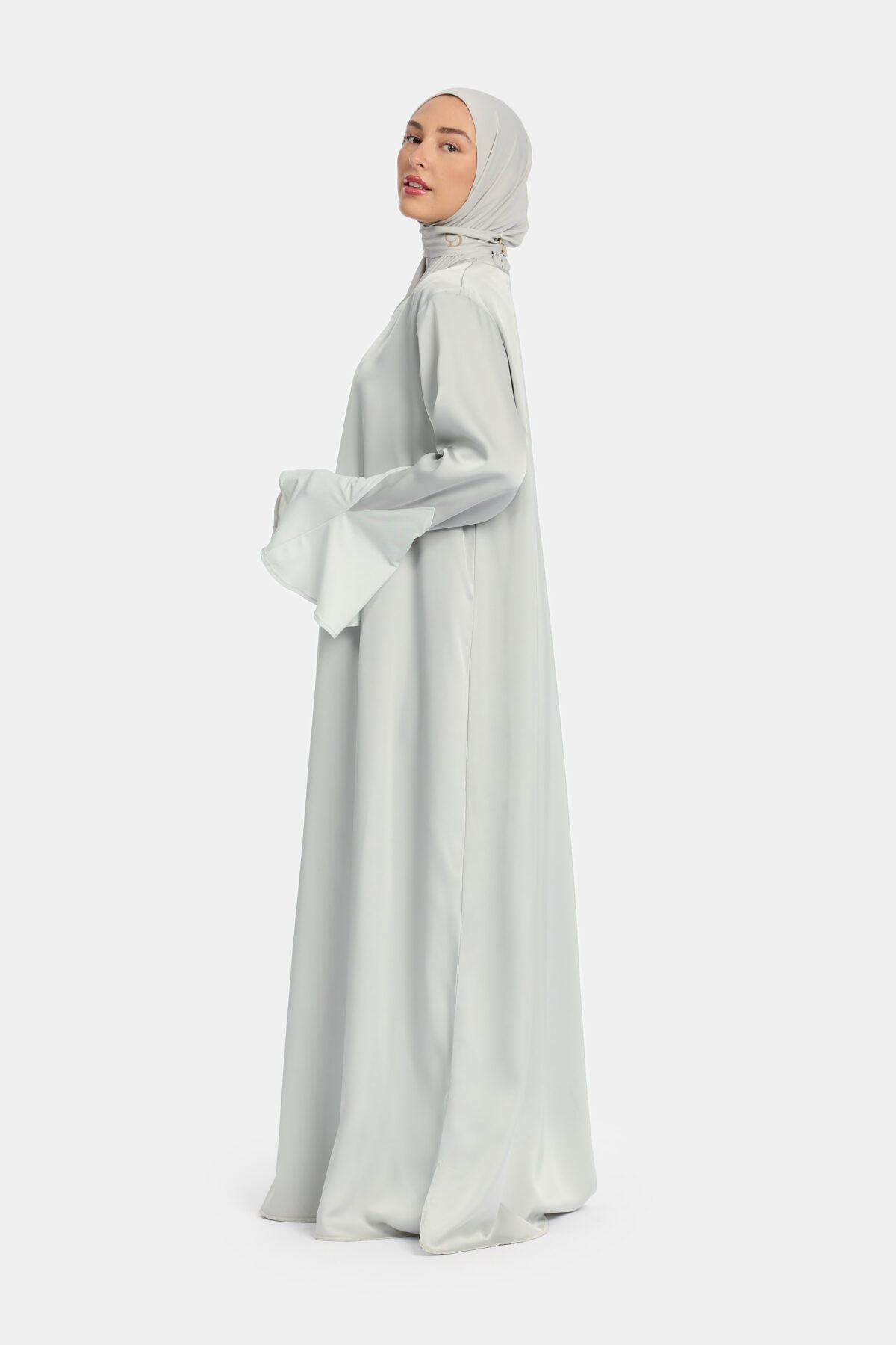 SATIN JERSEY SLEEVE DRESS - Afbeelding 2