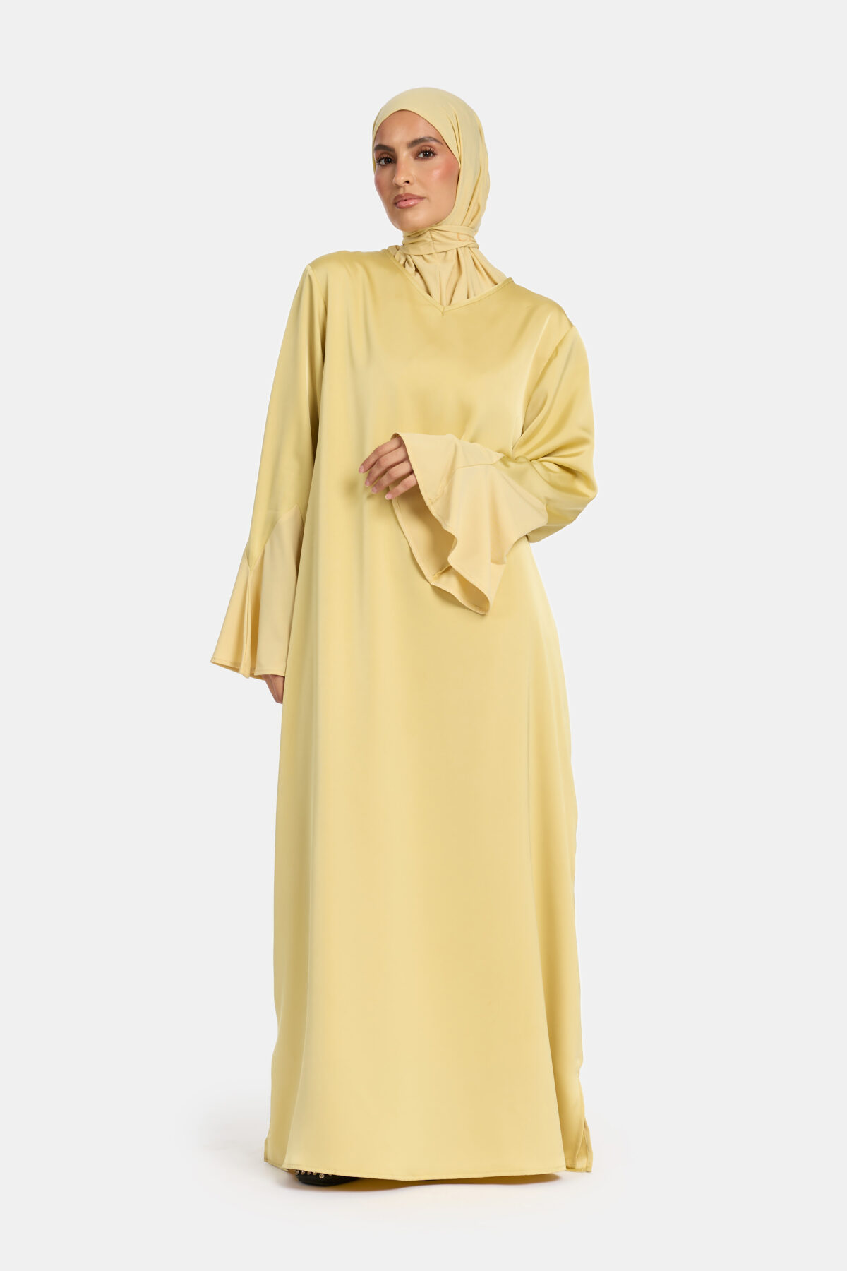 SATIN JERSEY SLEEVE DRESS - Afbeelding 2