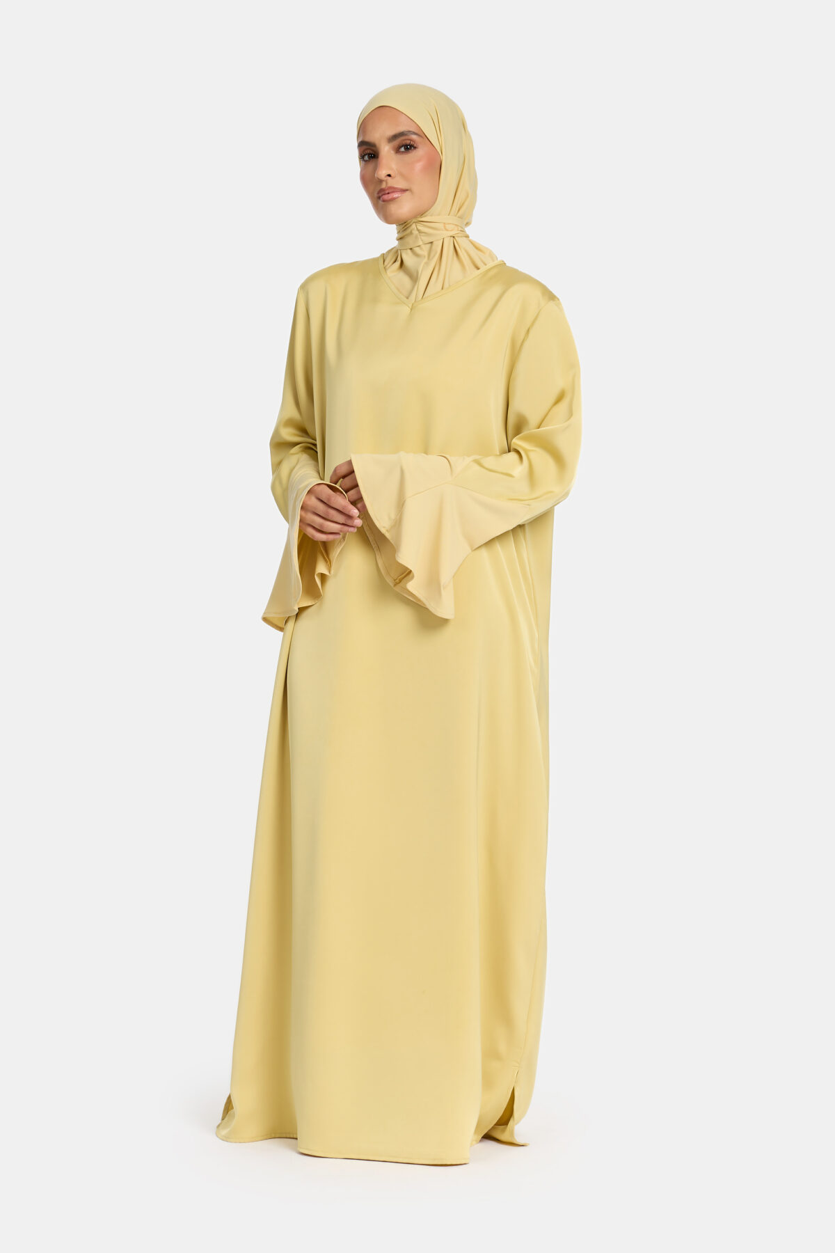 SATIN JERSEY SLEEVE DRESS - Afbeelding 3