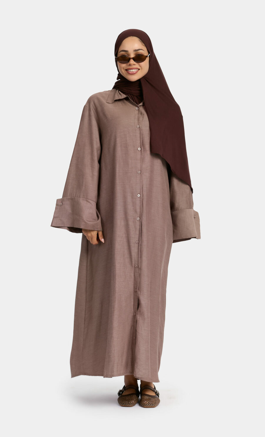 OVERSIZED MAXI BLOUSE - TAUPE, 135 CM