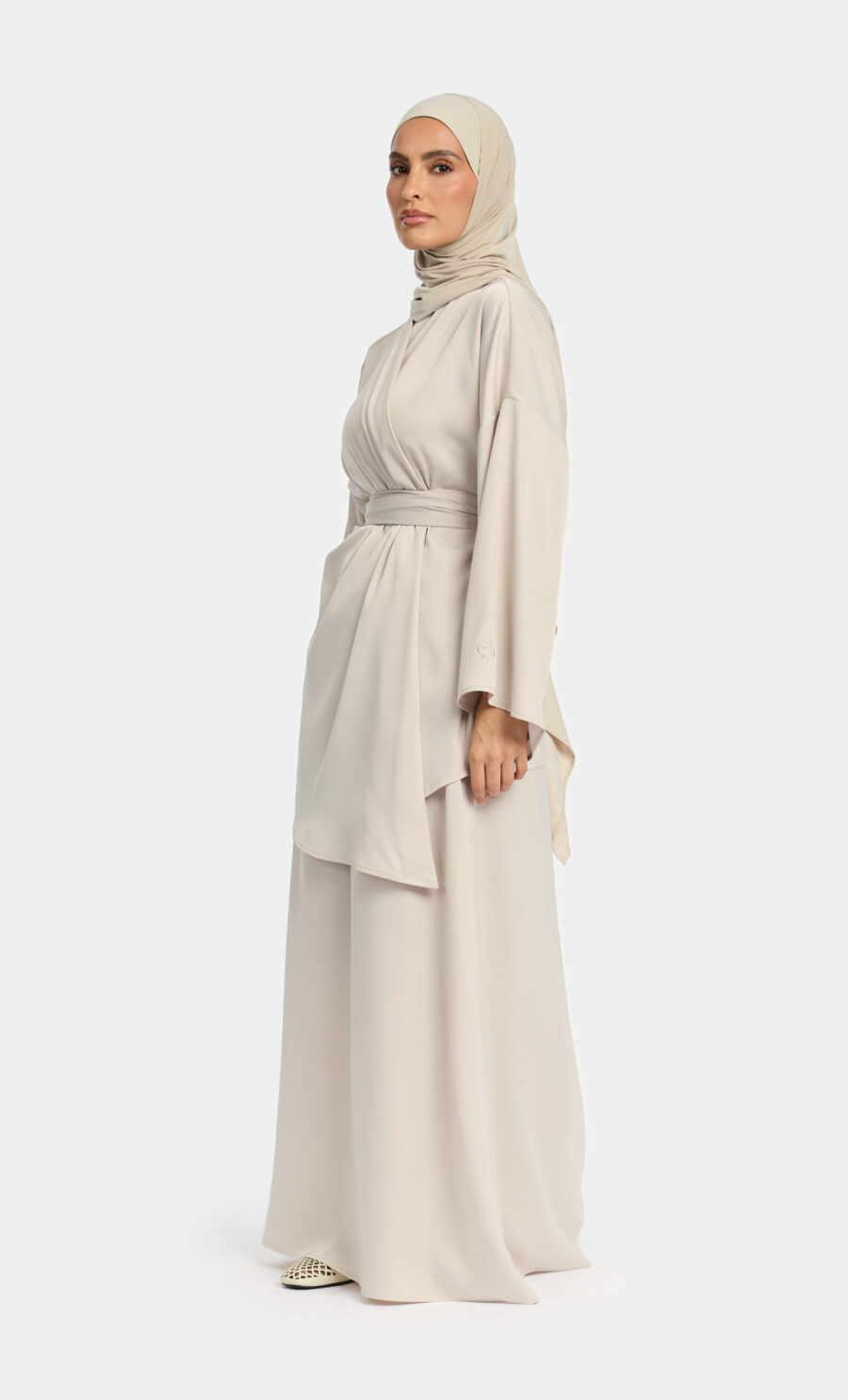 SATIN SKIRT SET - CREAM, XL