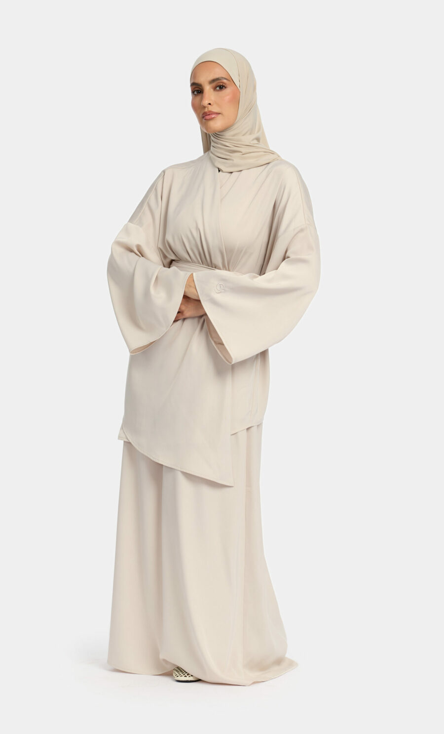 SATIN SKIRT SET - CREAM, S