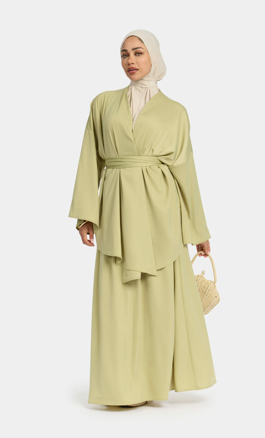 SATIN SKIRT SET - PISTACHIO, S