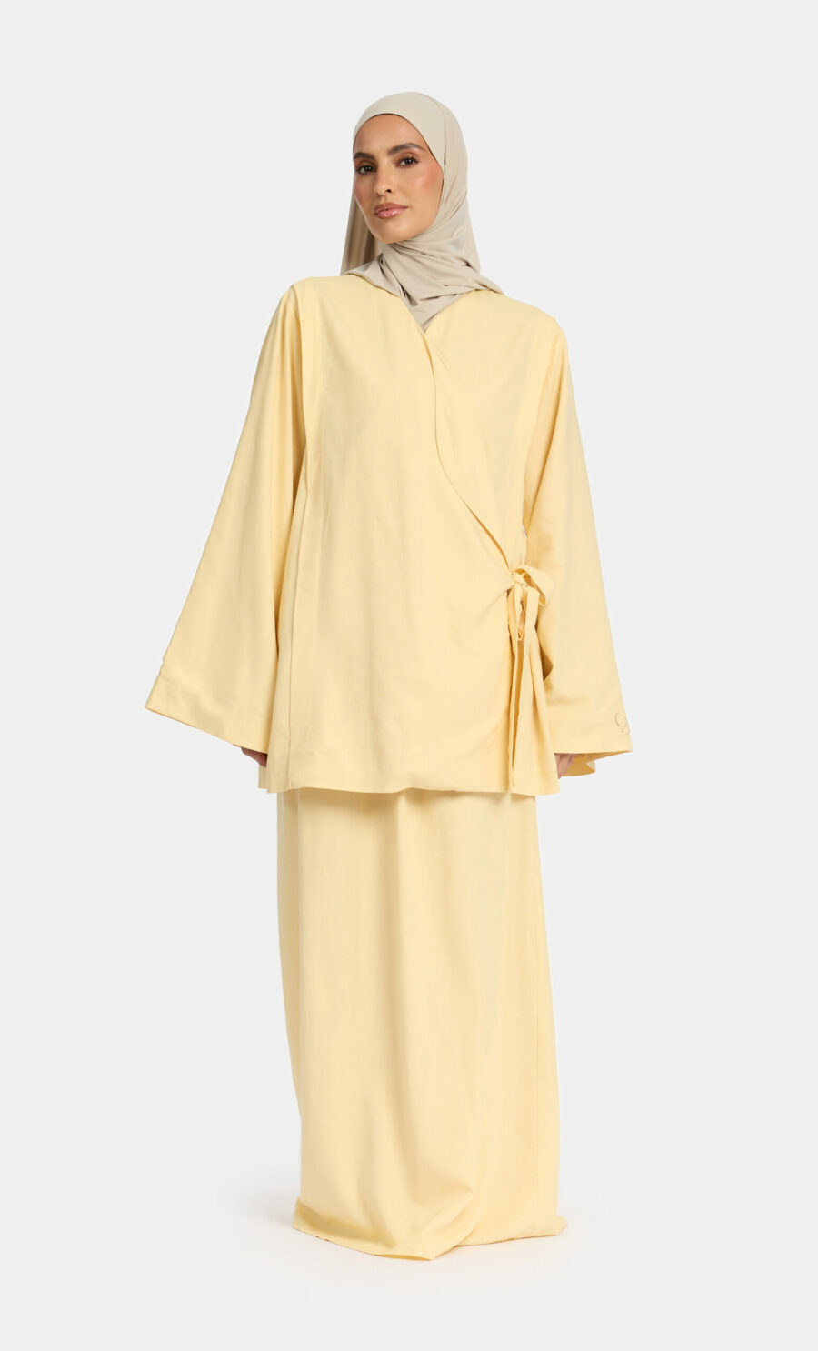 SIDE-TIE SKIRT SET - BUTTER YELLOW, XS