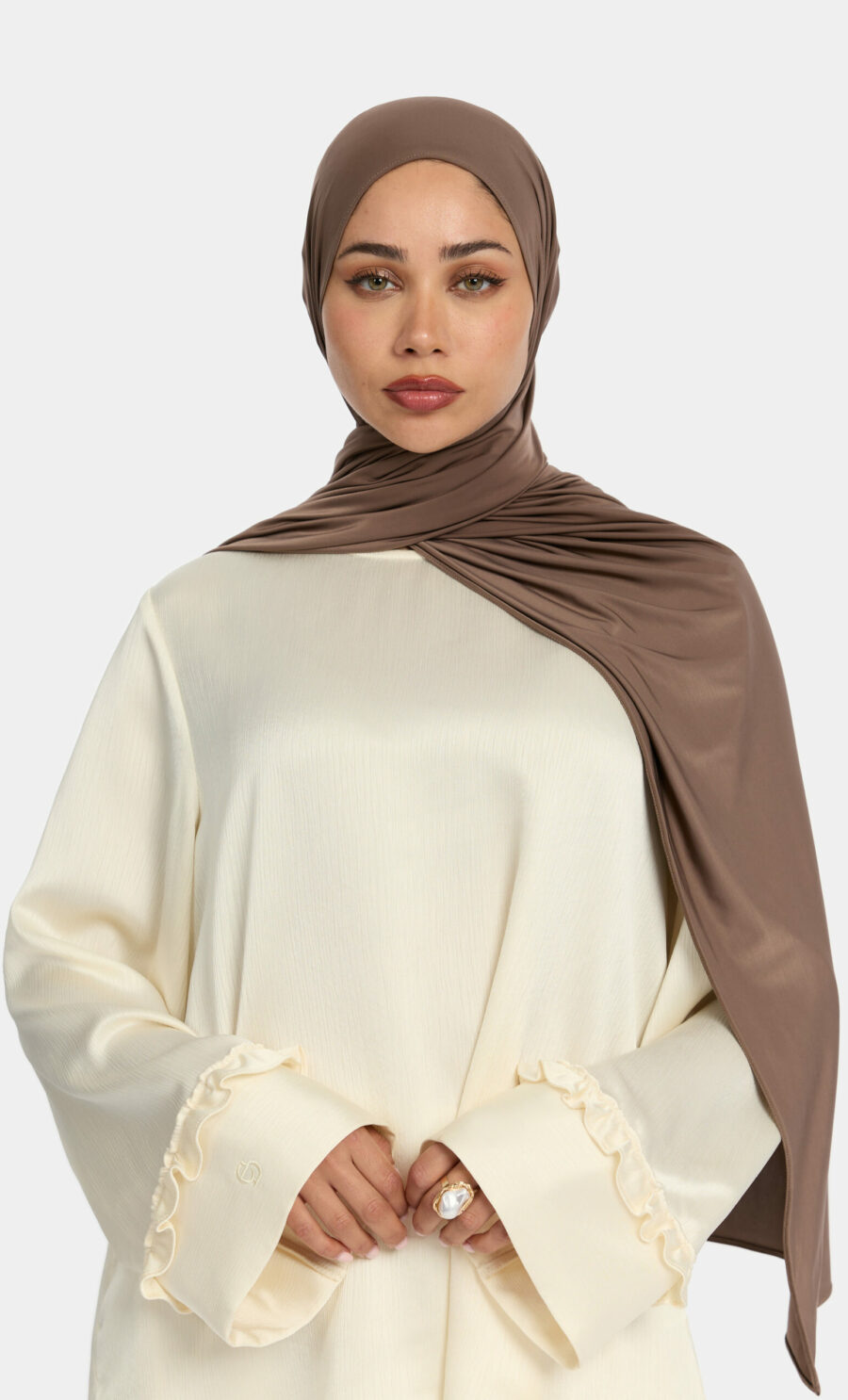 LIQUID JERSEY SCARF - ASHBROWN