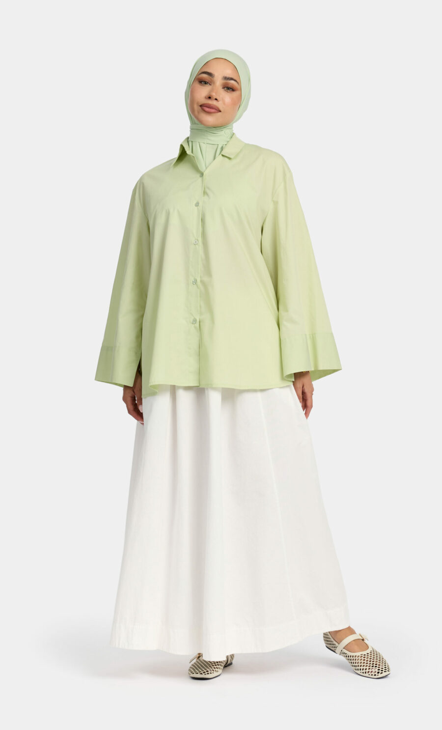 SPLIT SLEEVE BLOUSE - PISTACHIO, XS