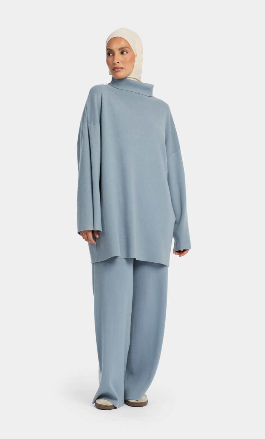 HIGH NECK LOUNGE SET - GREYISH BLUE, S