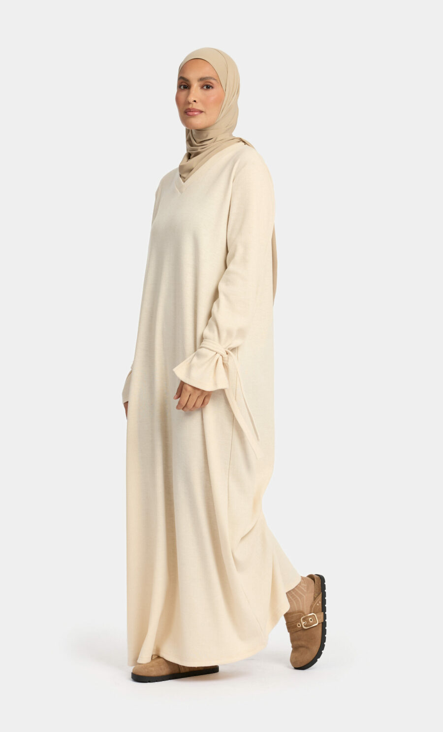 MAXI SWEATER - KNOTTED SLEEVES - OFF-WHITE, XS