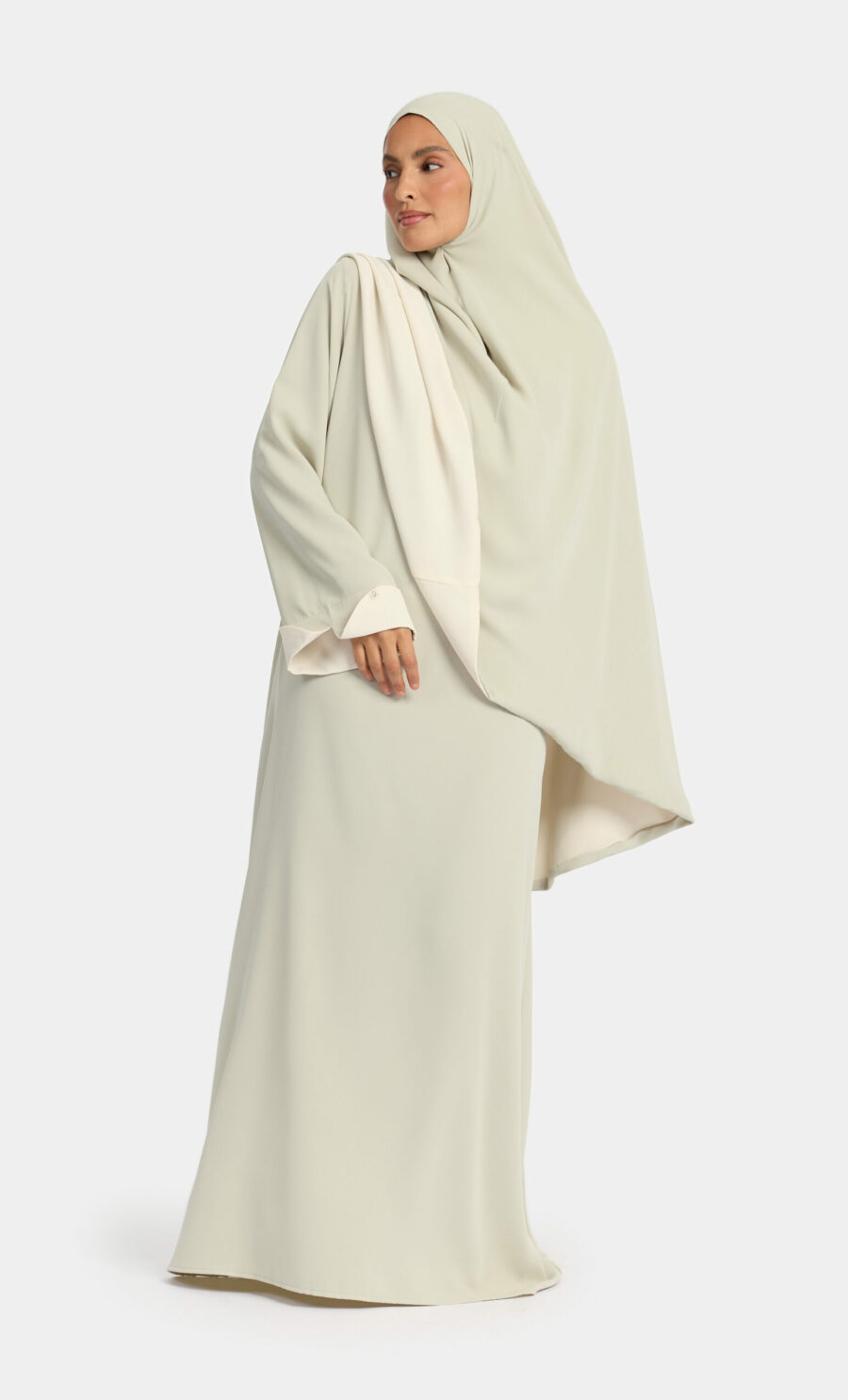 REVERSIBLE KHIMAAR SET - TEA GREEN, XS