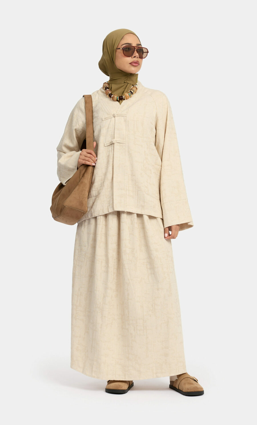 FRINGE SKIRT SET - CREAM, S