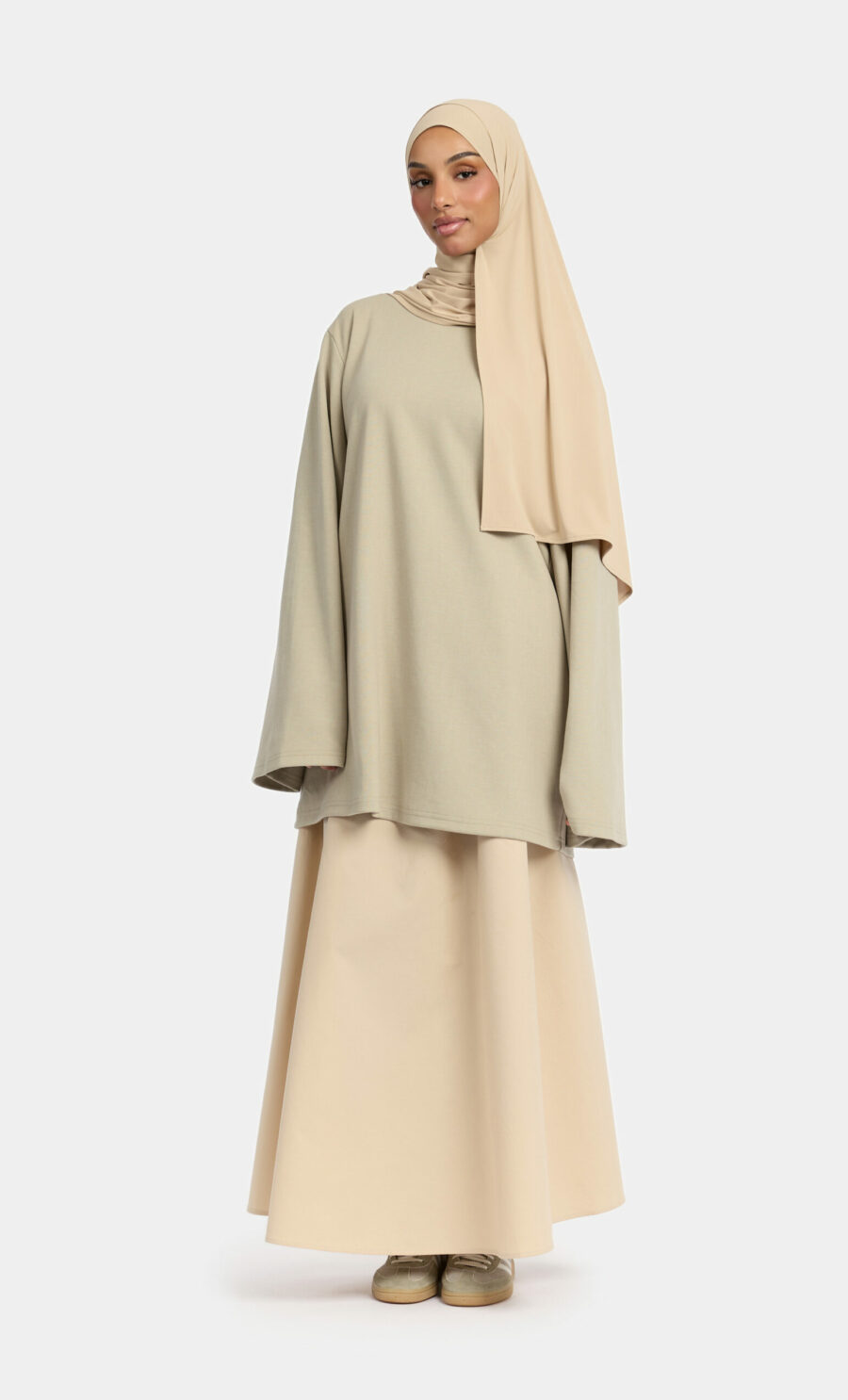 GATHERED MAXI SKIRT - BEIGE, S