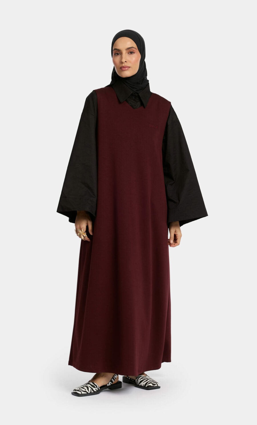 SOFT GILET DRESS - BURGUNDY, 135 CM