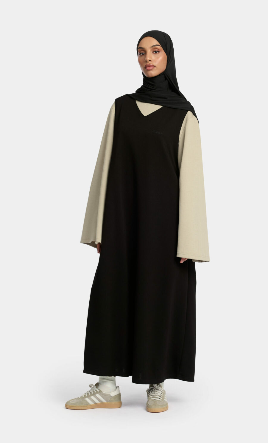 SOFT GILET DRESS - BLACK, 135 CM