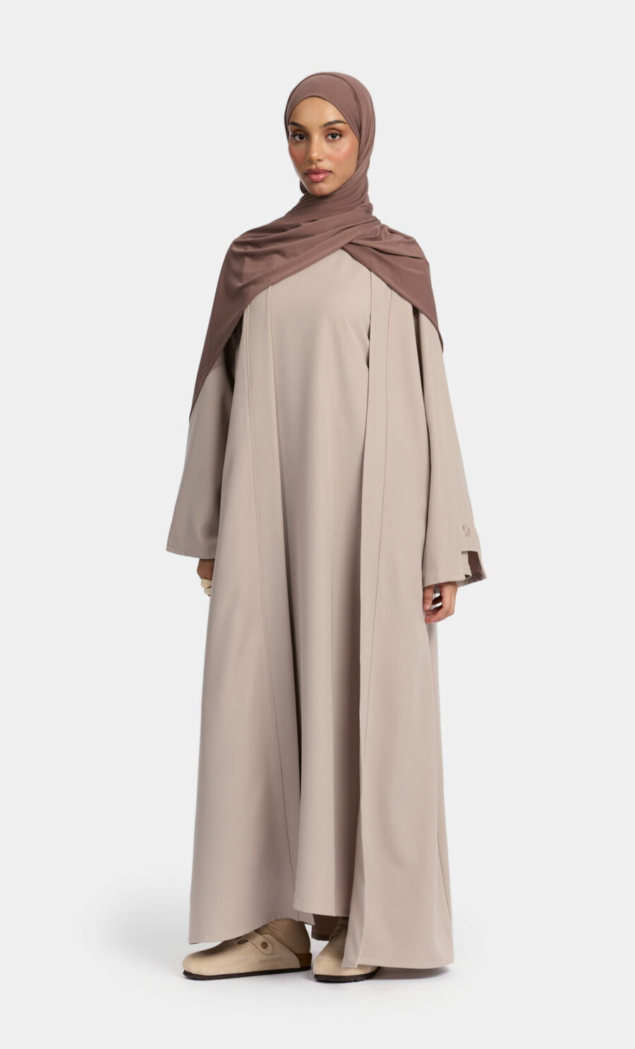 SOFT SKIN CUT ABAYA SET - TAUPE, XS
