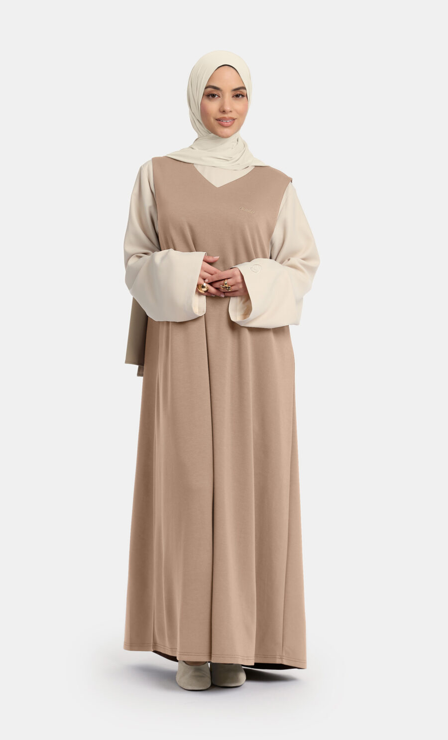 SOFT GILET DRESS - ASHBROWN, 135 CM