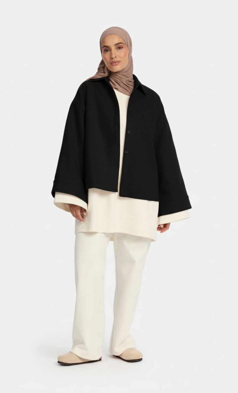 BRUSHED COAT - BLACK, XS