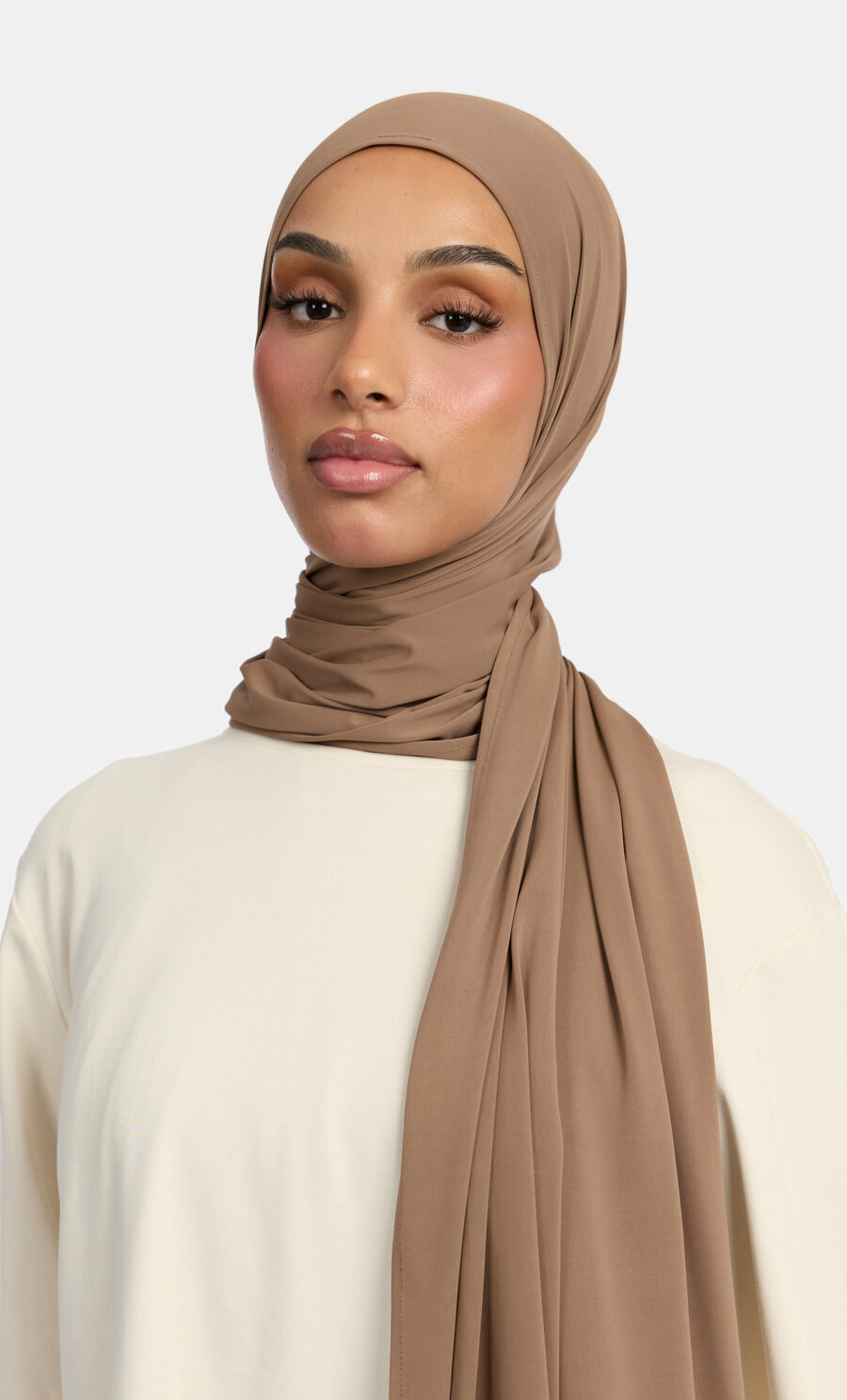 FLUID JERSEY SCARF - BROWN TAUPE
