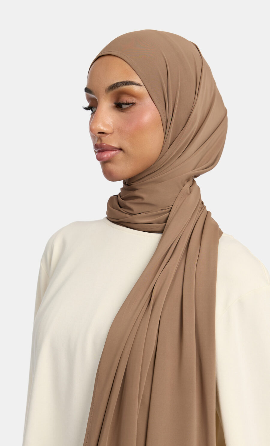 FLUID JERSEY SCARF - BROWN TAUPE