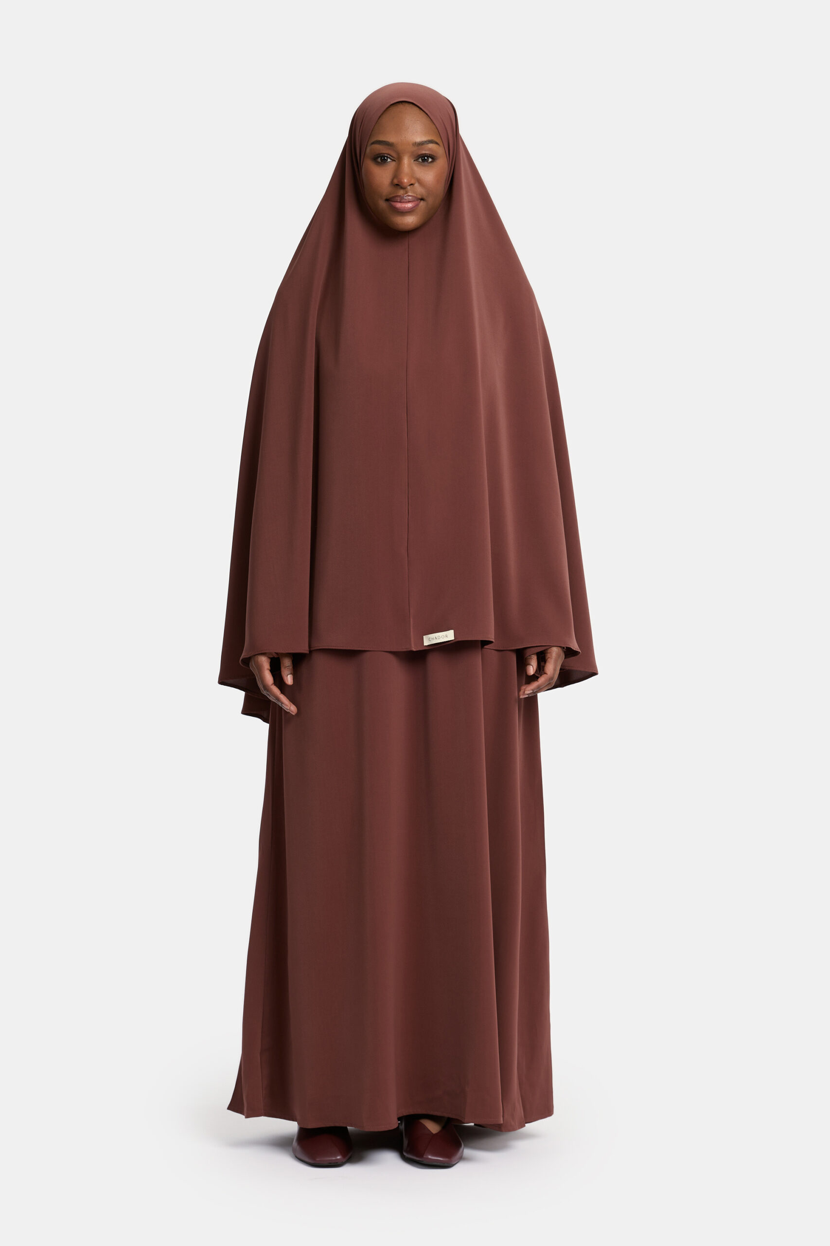 LIGHTWEIGHT ABAYA SET-DARK BROWN