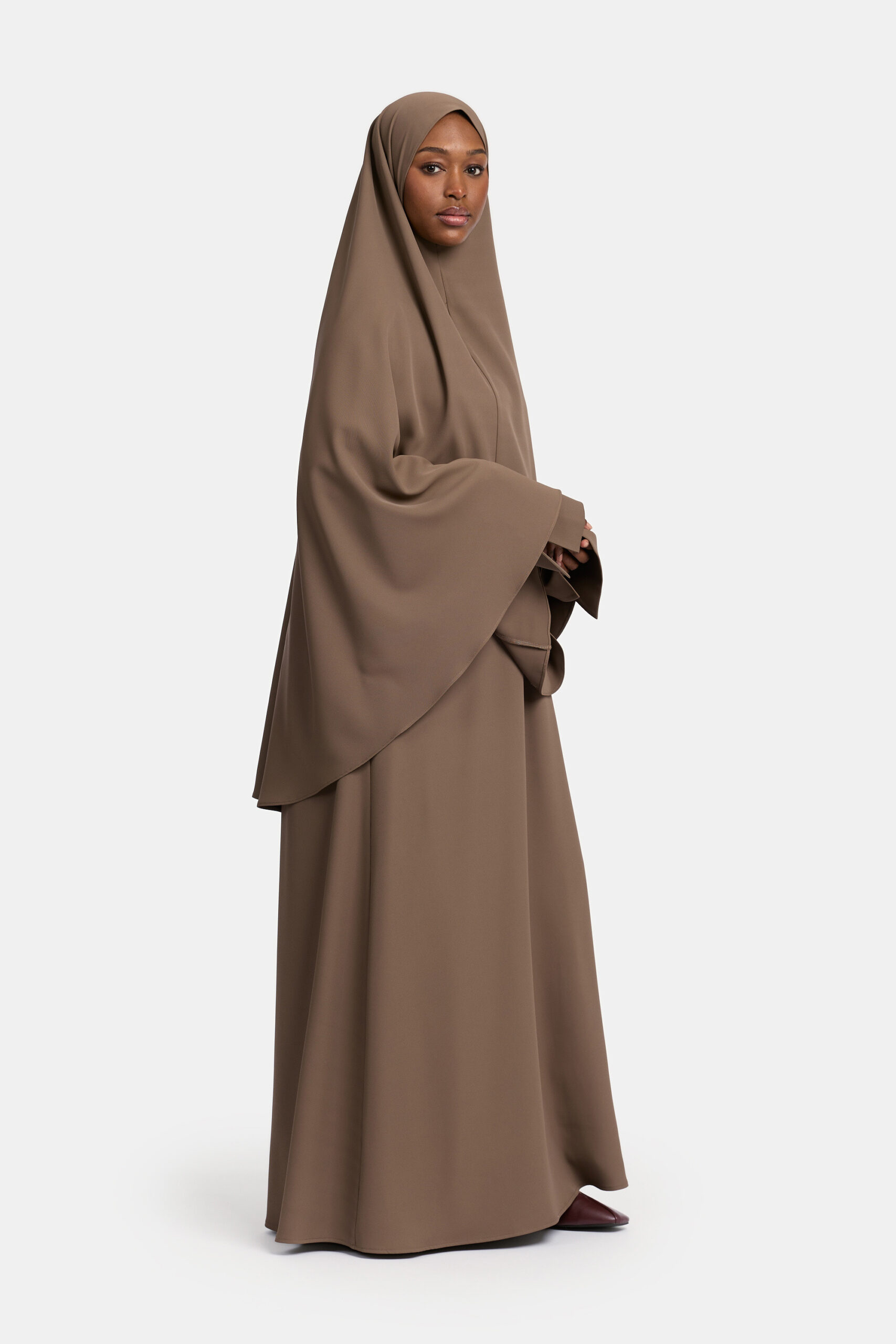 STRUCTURED ABAYA SET-ASHBROWN
