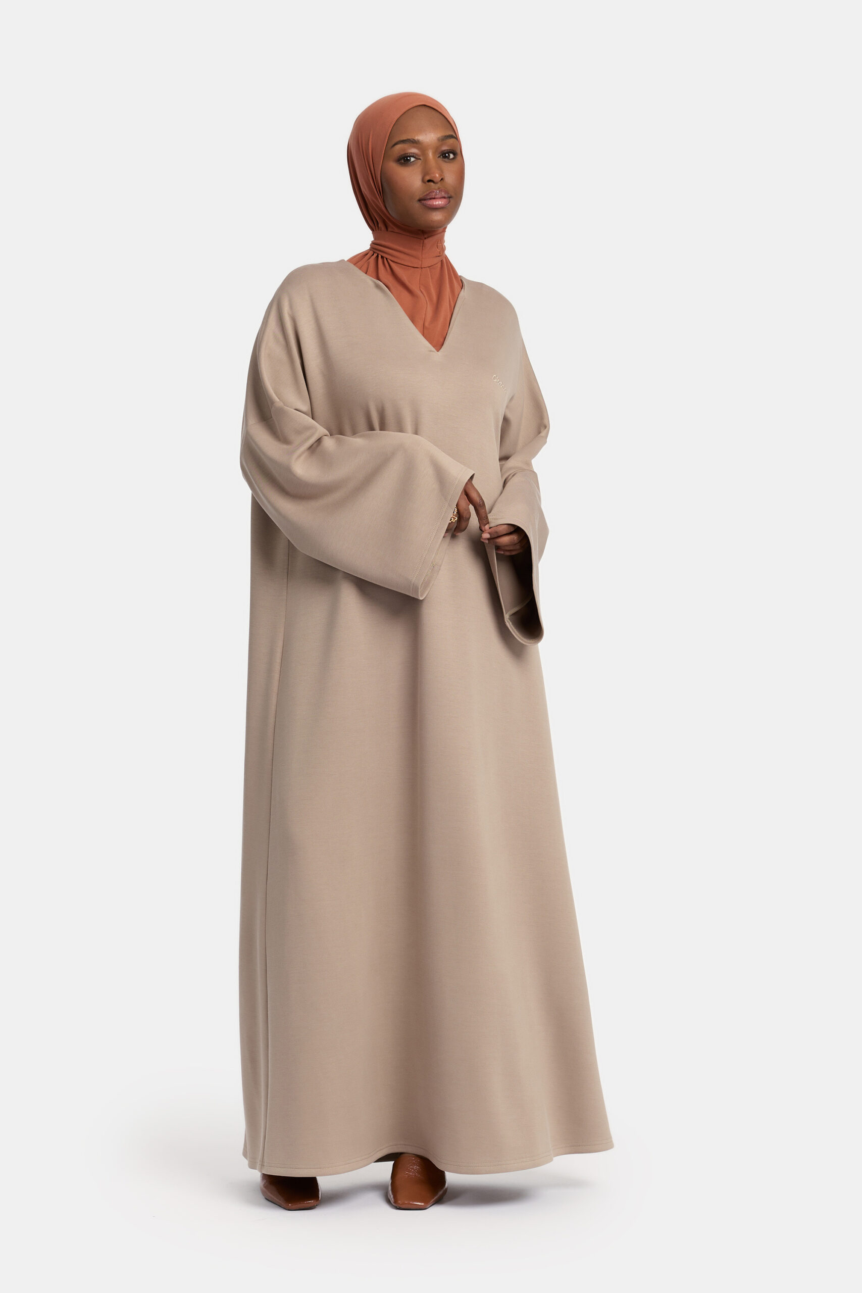 SOFT COMFORT DRESS-STONE TAUPE