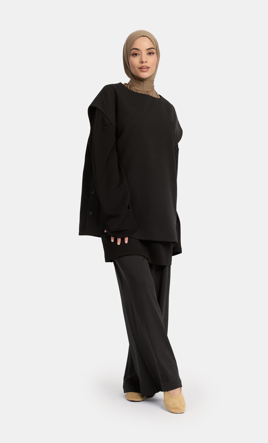 CROPPED GILET TOP - DEEP BLACK, S