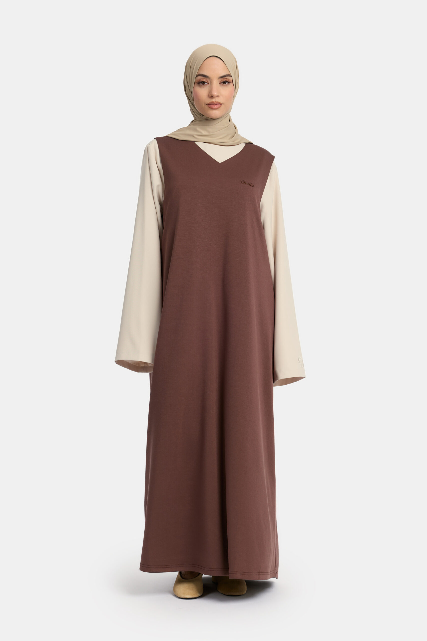 SOFT GILET DRESS-COFFEE