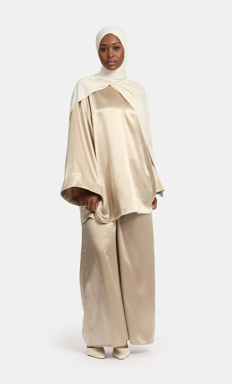 ESSENTIAL SATIN SET - BEIGE, S