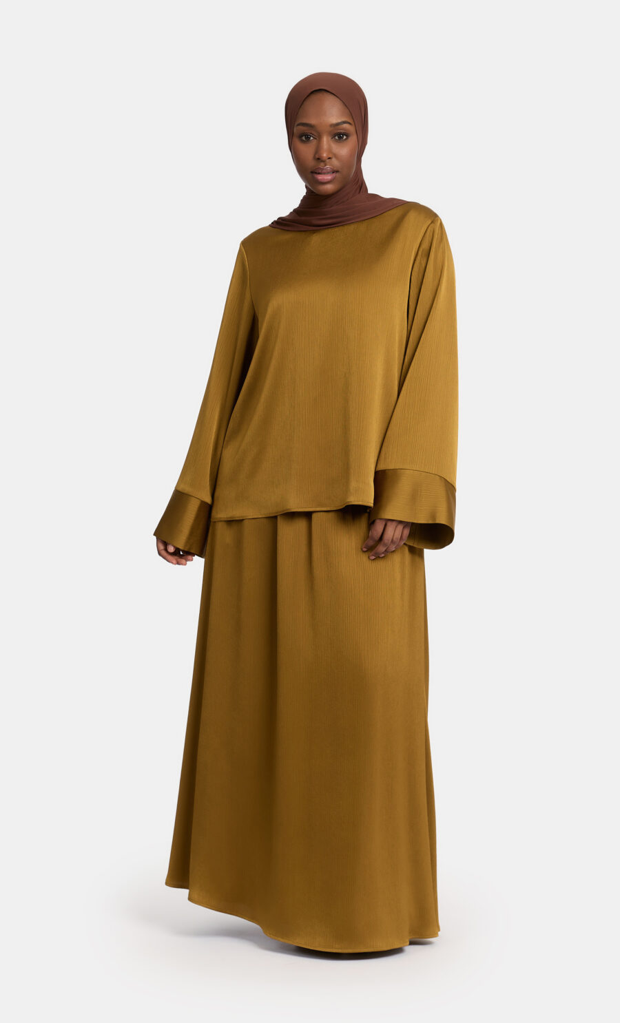 PLISSÉ SKIRT SET - OLD BRASS, S