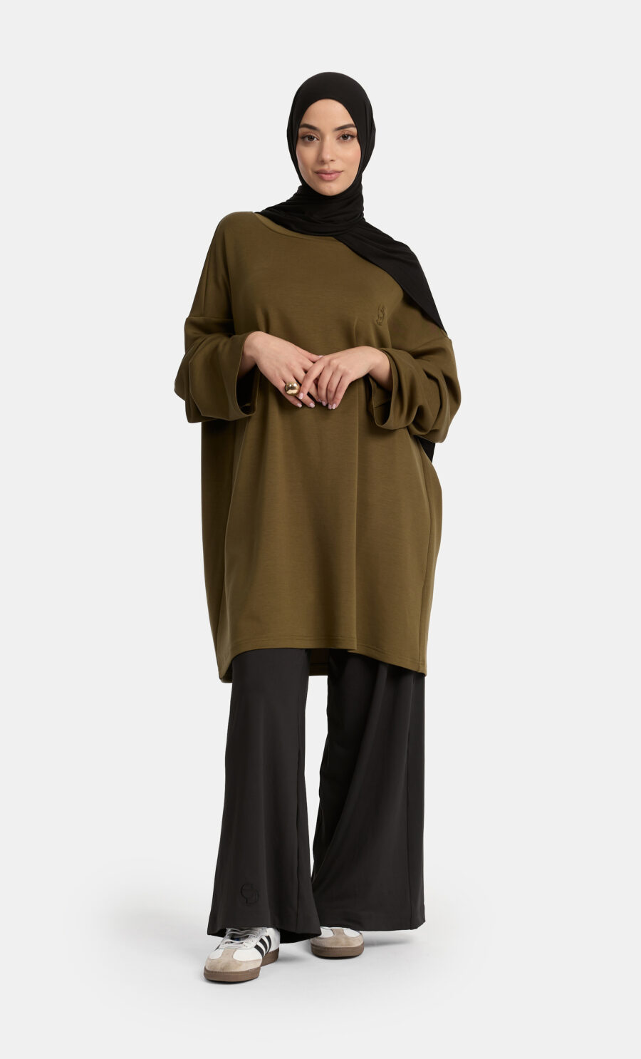 OVERSIZED MODAL TOP - OLIVE GREEN, S