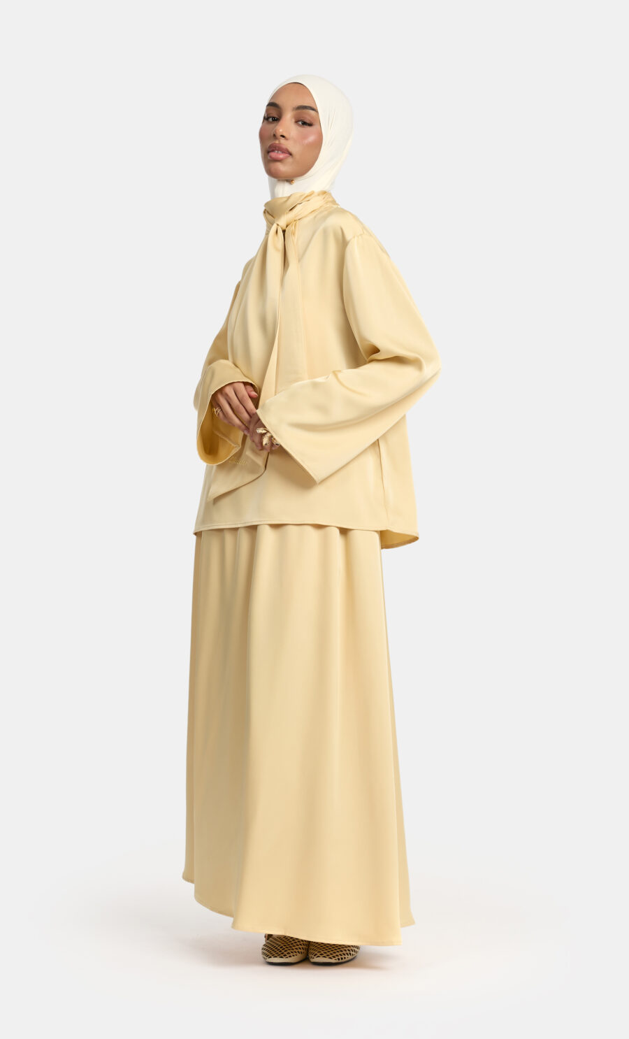 SILKY TIE SET - BUTTER YELLOW, XS