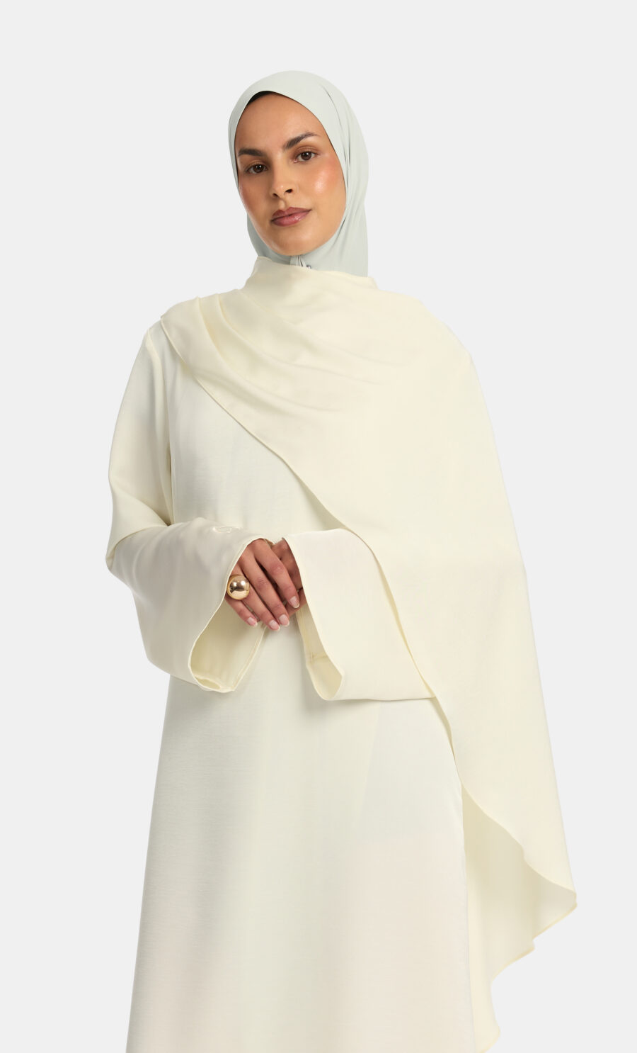 SATIN DRAPED DRESS - WHITE, S