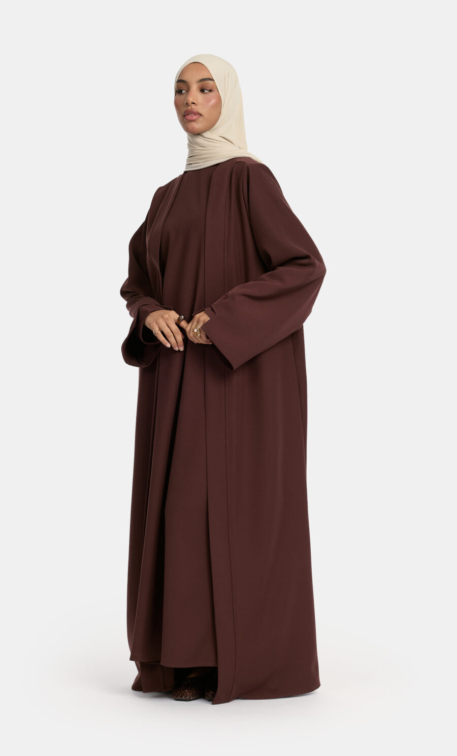SOFT SKIN CUT ABAYA SET - MOCHA, L