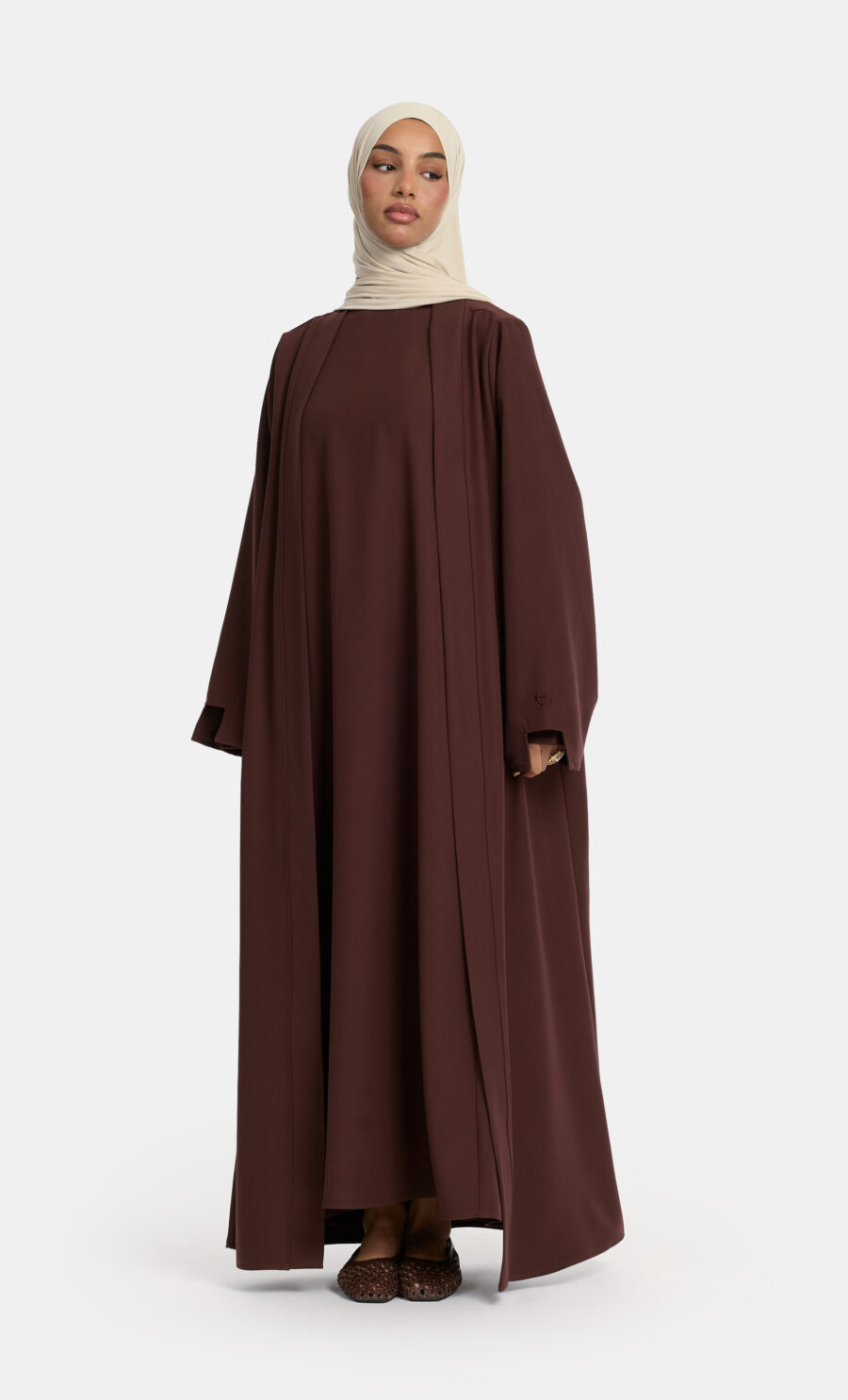 SOFT SKIN CUT ABAYA SET - MOCHA, XS
