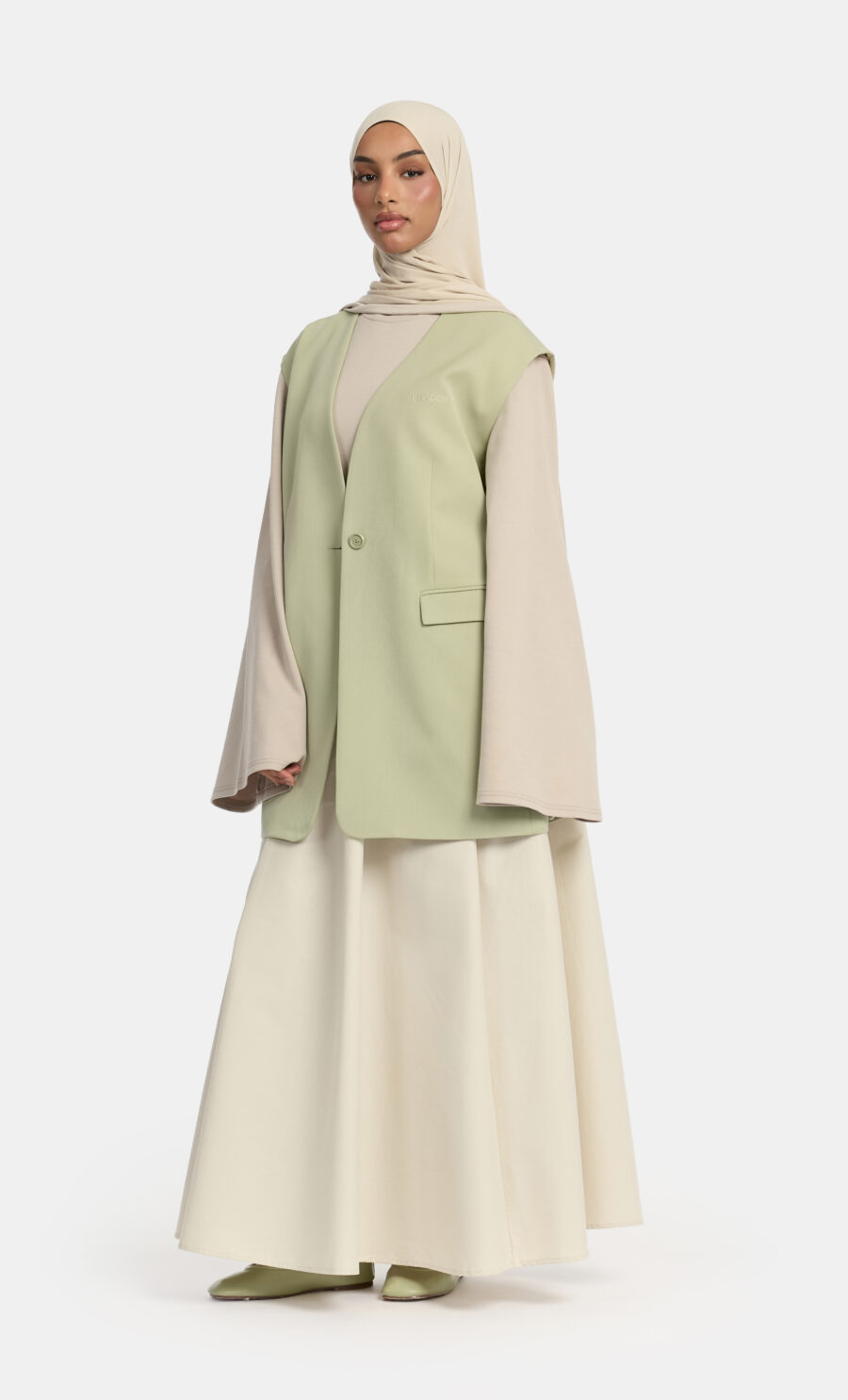 TAILORED GILET - SAGE, M