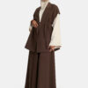 ESSENTIAL GILET SKIRT SET - BROWN