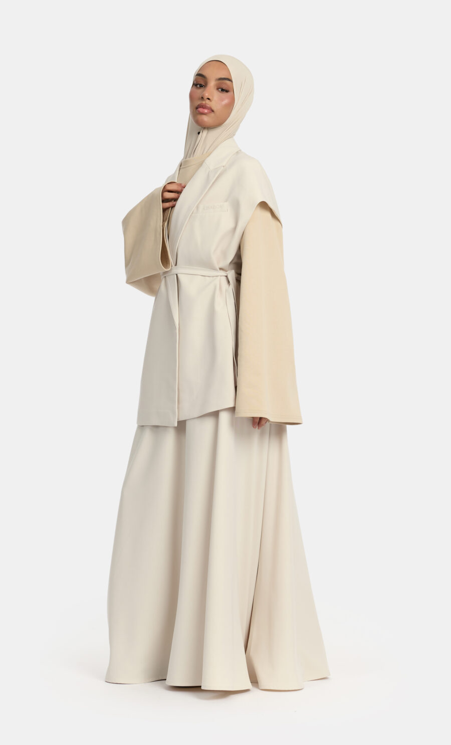 ESSENTIAL GILET SKIRT SET - STONE, S