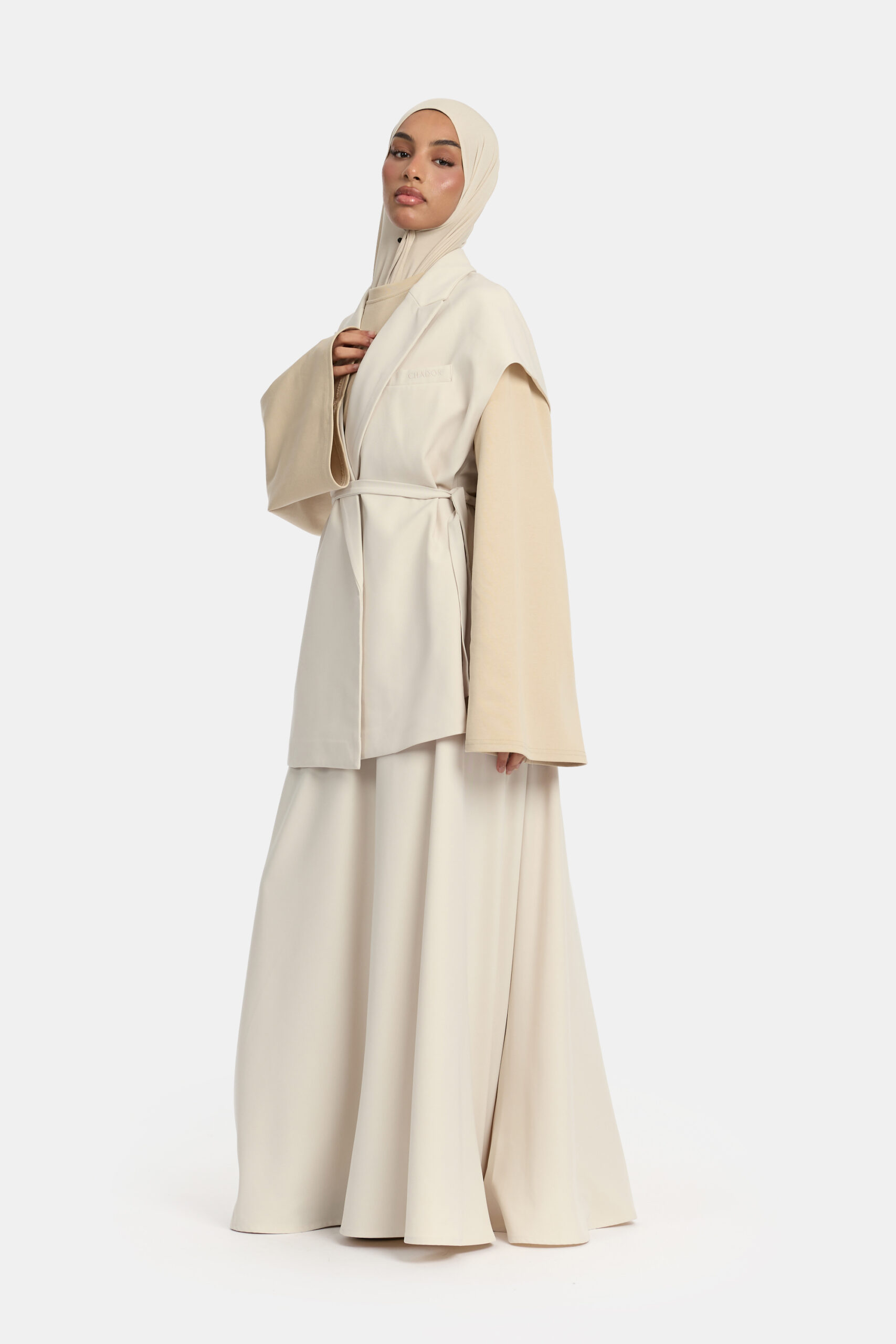 ESSENTIAL GILET SKIRT SET - STONE