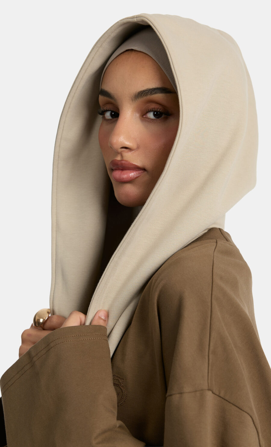 SCARF HOODIE - BEIGE