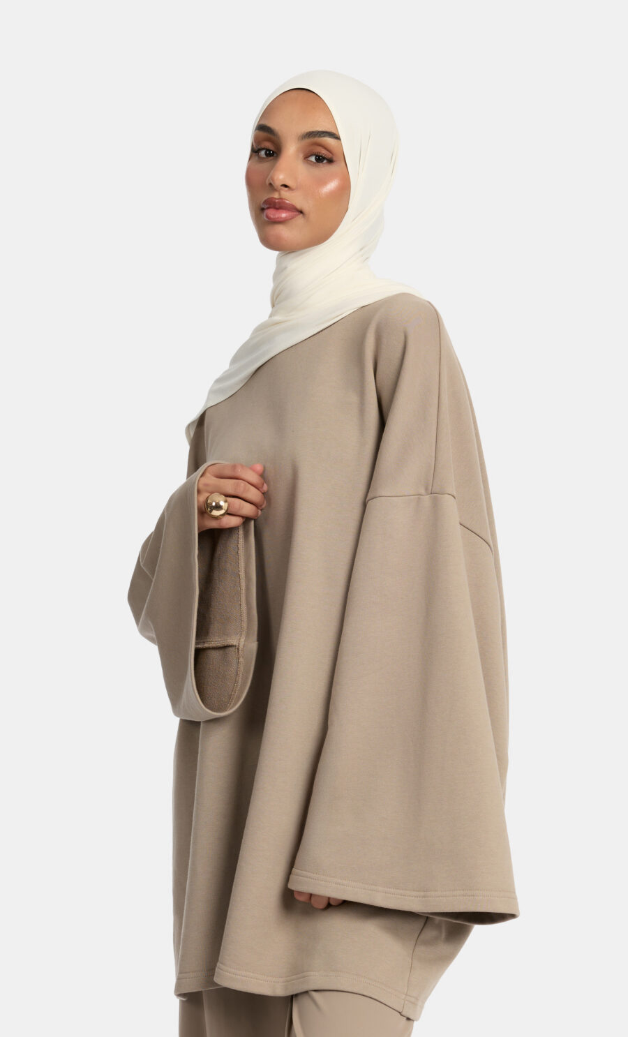 VOLUME SLEEVE SHIRT - STONE, S