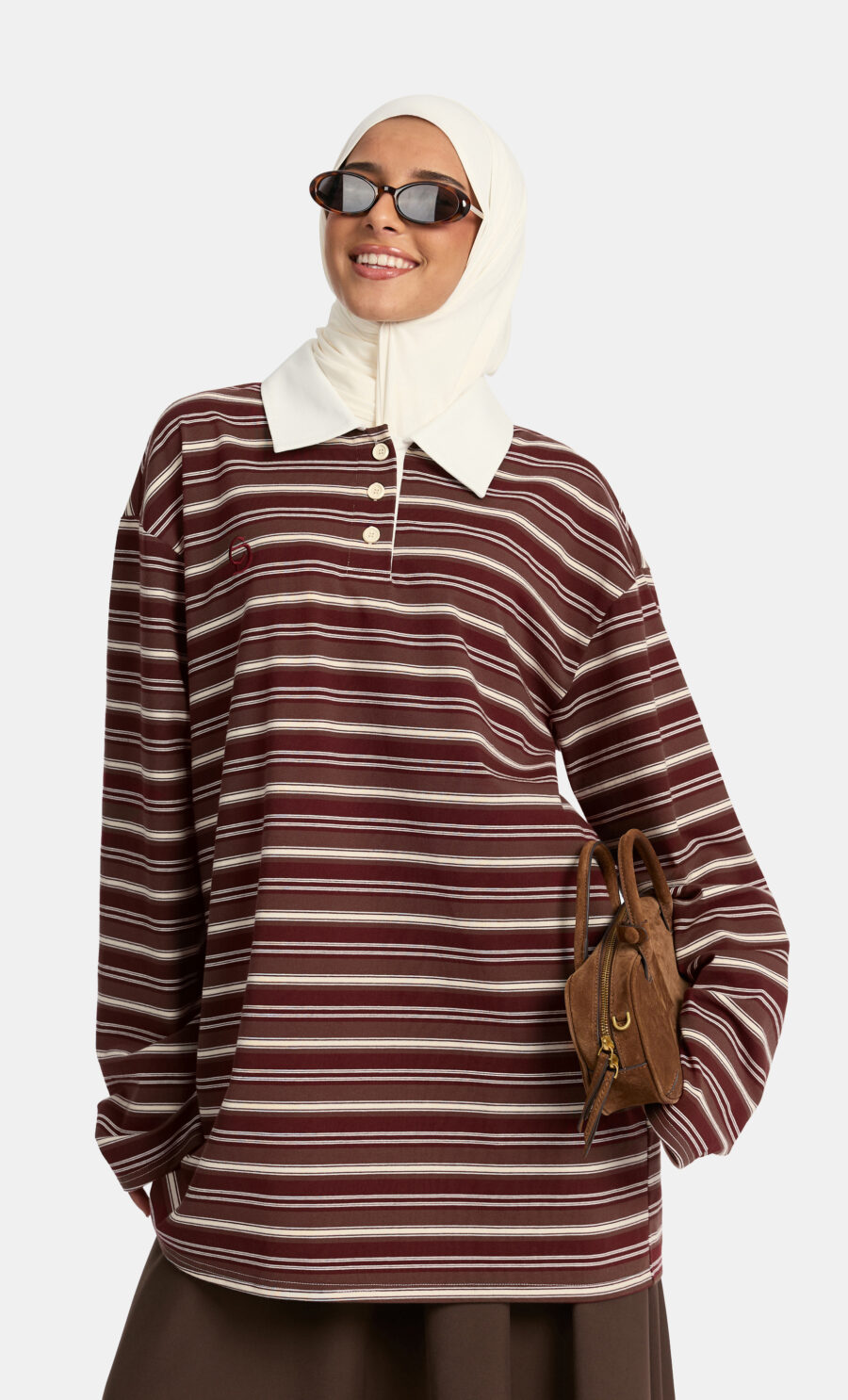 RELAXED STRIPE SHIRT - BROWN, S
