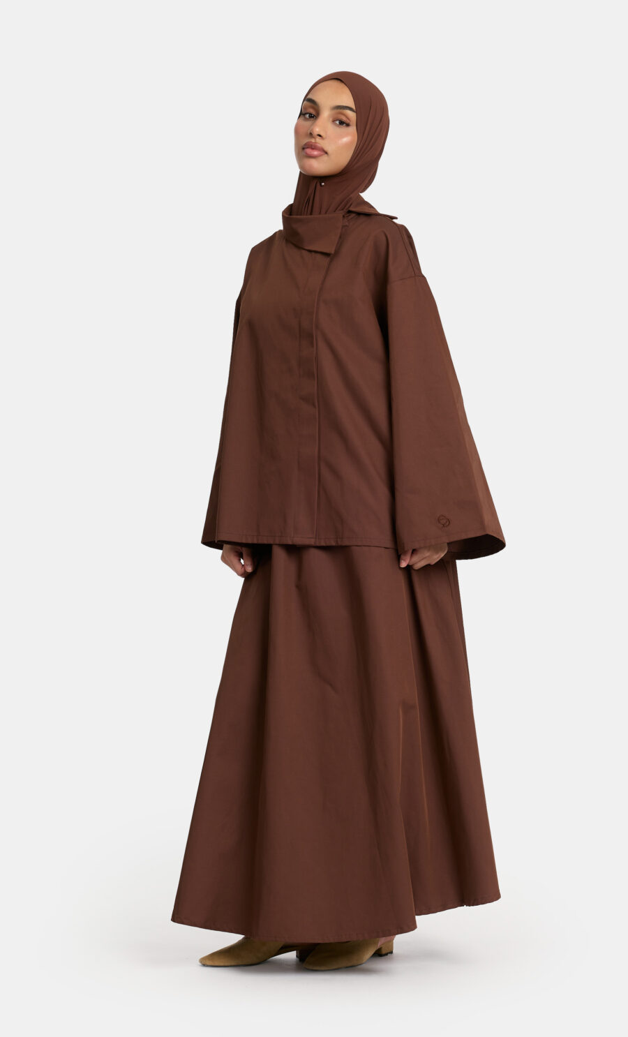 BOXY SKIRT SET - DEEP BROWN, L