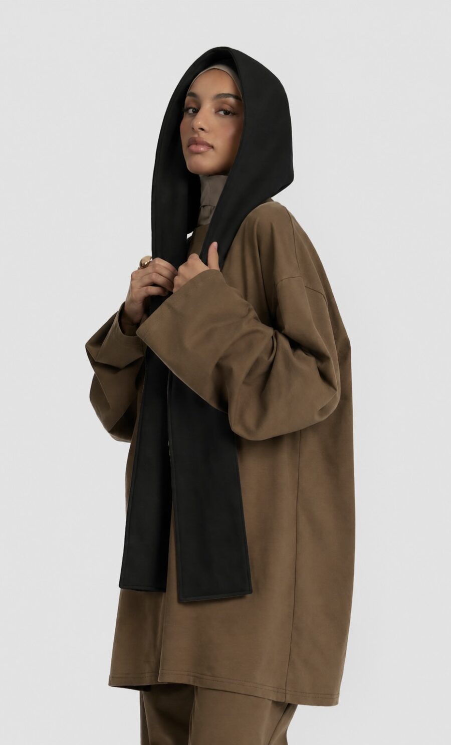 SCARF HOODIE - BLACK