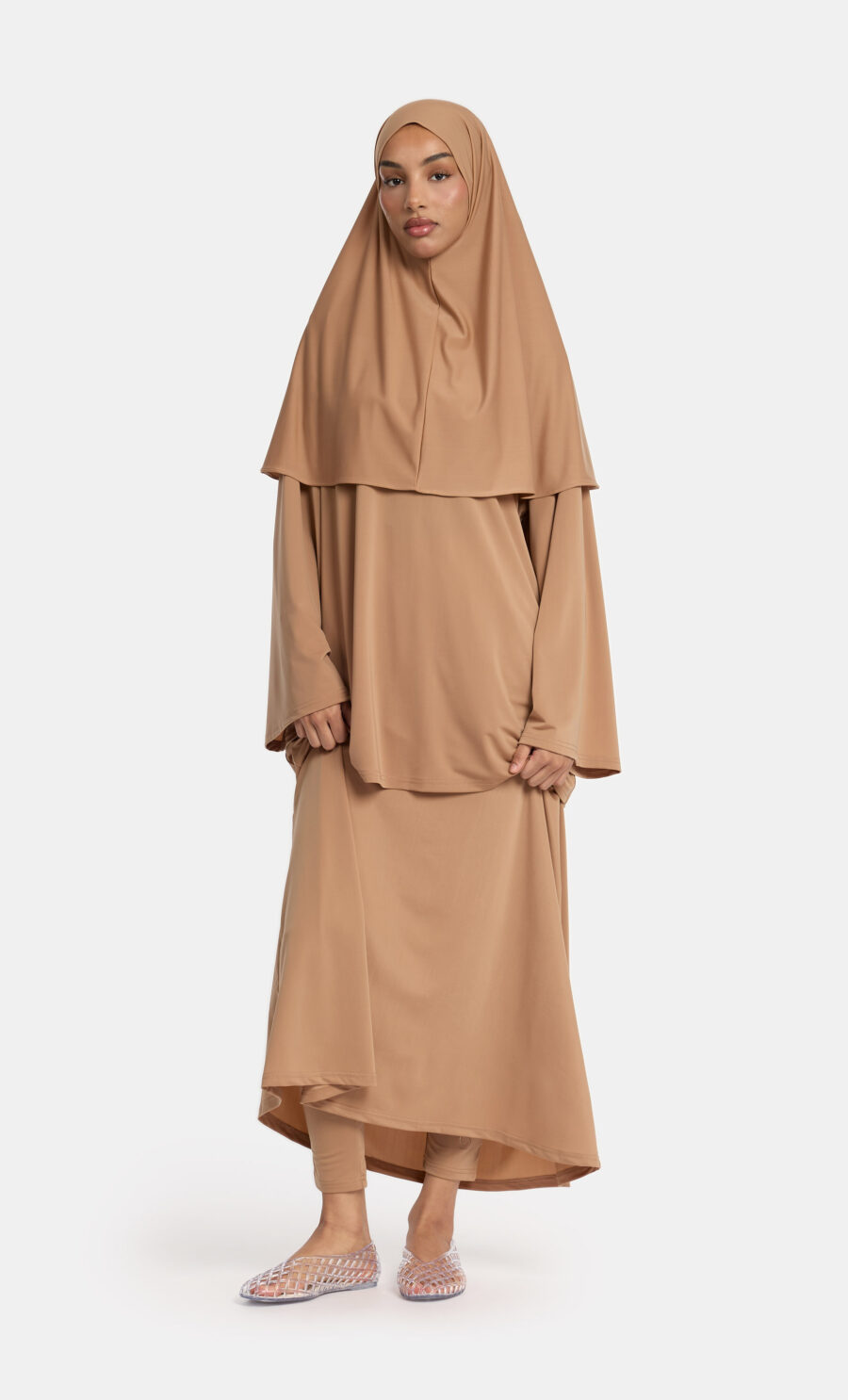 FLOWY SKIRT BURKINI SET - WARM BEIGE, L
