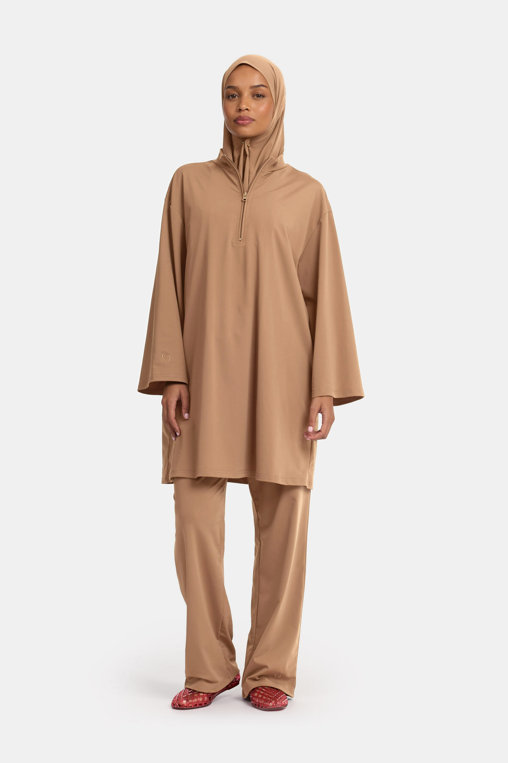 ZIP BURKINI SET - WARM BEIGE