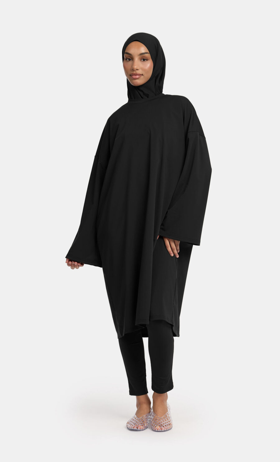 OVERSIZED BURKINI SET - BLACK, S