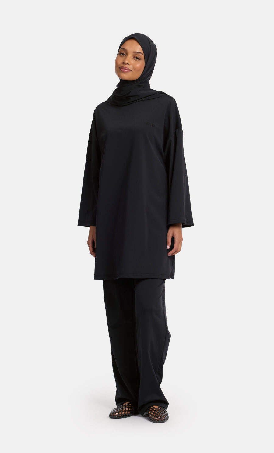 SHORT OVERSIZED BURKINI SET - BLACK, S